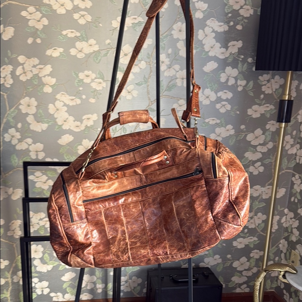 Vintage Brown Leather Travel Bag
